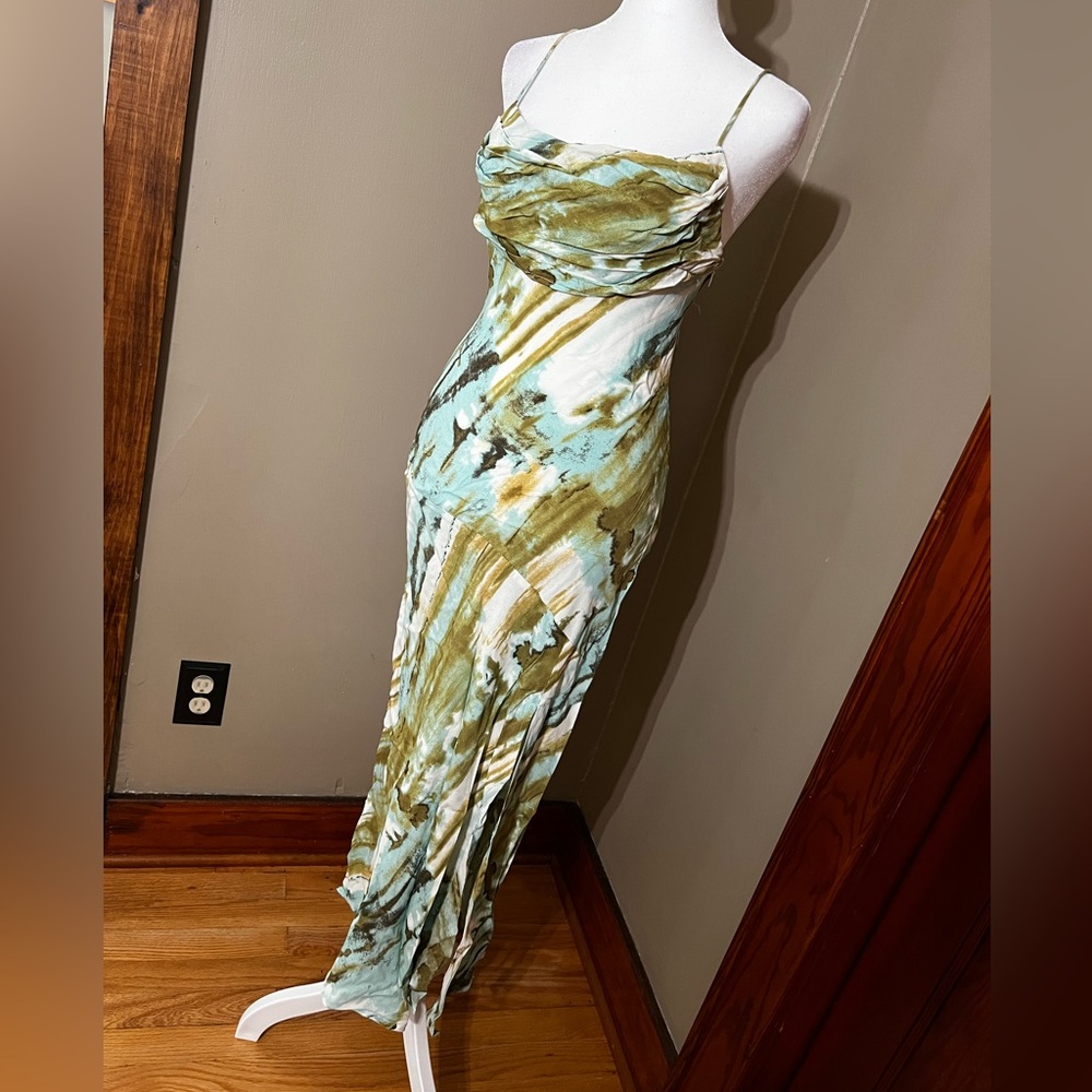 Selfie Leslie Green and Blue Patterned Dress